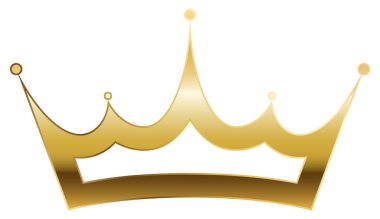 Beyaz arkaplanda izole edilmiş altın taç vektör illüstrasyon kavramı