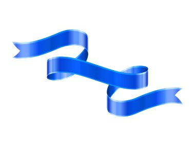 Beyaz arkaplanda izole edilmiş mavi kurdele illüstrasyon kavramı