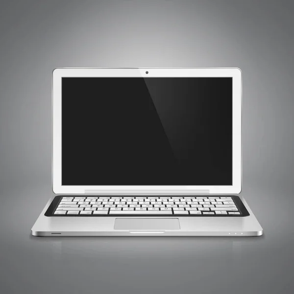 High Detailed Realistic Vector Illustration Modern Laptop Black Screen Gray — Stock Vector