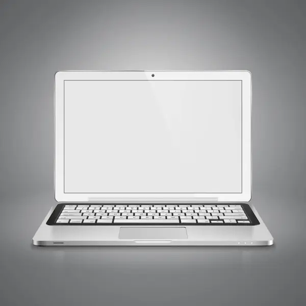 High Detailed Realistic Vector Illustration Modern Laptop Blank Screen Gray — Stock Vector
