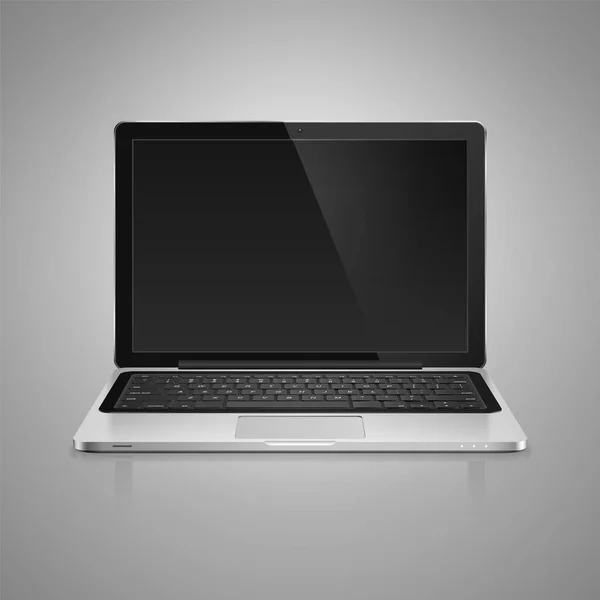 High Detailed Realistic Vector Illustration Modern Laptop Blank Screen Gray — Stock Vector