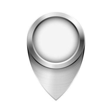 Beyaz arkaplanda izole edilmiş metalik harita işaretleyicisinin vektör illüstrasyonu