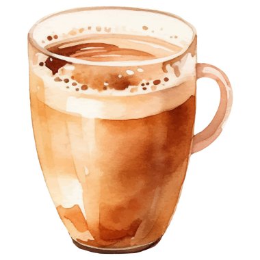 Suluboya kahve fincanı. El çizimi tasarım ögesi beyaz arkaplanda izole edildi.