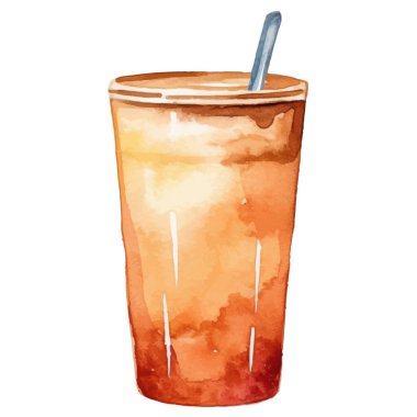 Suluboya kahve fincanı. El çizimi tasarım ögesi beyaz arkaplanda izole edildi.