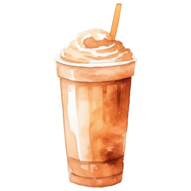 Suluboya kahve fincanı. El çizimi tasarım ögesi beyaz arkaplanda izole edildi.