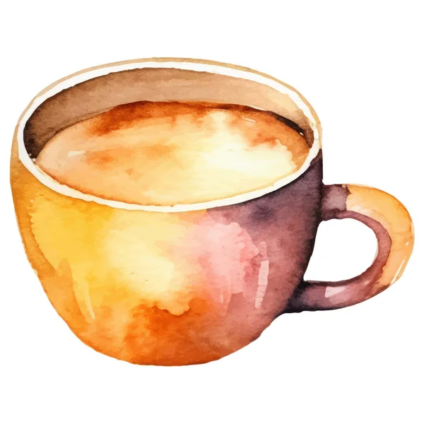 Watercolor painted coffee cup. Hand drawn design element isolated on white background.