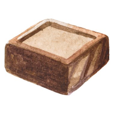 Çikolata boyalı suluboya. El çizimi tasarım ögesi beyaz arkaplanda izole edildi.