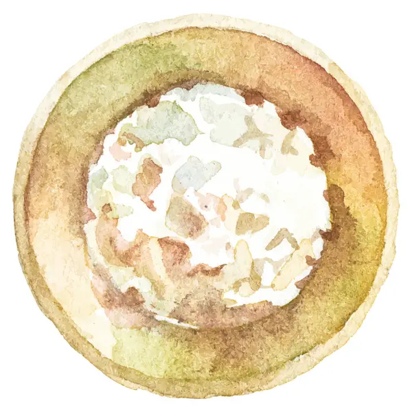 Υδατογραφία Ζωγραφισμένο Πιάτο Ρυζιού Χειροποίητο Στοιχείο Σχεδιασμού Νωπών Τροφίμων Που — Διανυσματικό Αρχείο