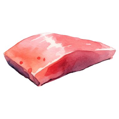 Suluboya ton balığı filetosu. Beyaz arkaplanda el yapımı taze deniz ürünleri tasarımı elementi izole edildi.