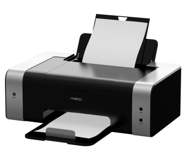 Beyaz arka plan üzerinde izole modern lazer yazıcı 3D resmi