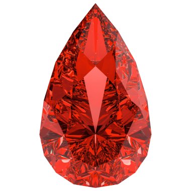 Şeffaf arkaplanda 3 boyutlu kırmızı yakut çizimi