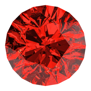 Şeffaf arkaplanda 3 boyutlu kırmızı yakut çizimi