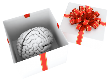 beyin mevcut beyaz hediye kutu kırmızı kurdele ile 3D çizimi