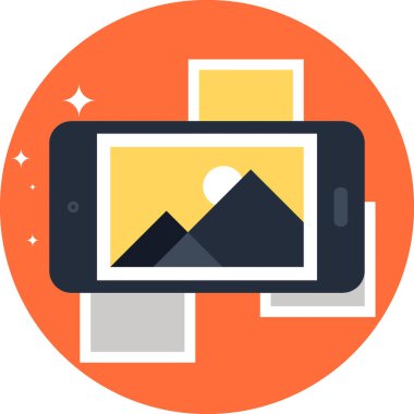 Mobil fotoğraf düz tasarım konsepti vektör çizim.