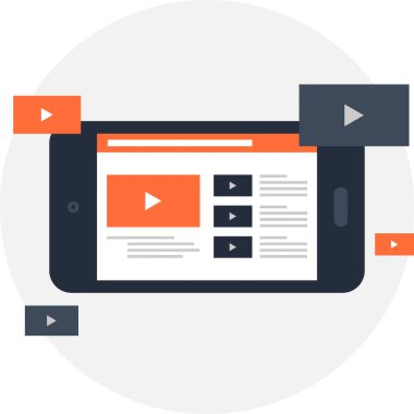 Mobil video düz tasarım konsepti vektör çizim.