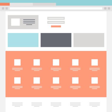 Web sitesi şablon tasarım kavramının modern düz vektör çizimi.