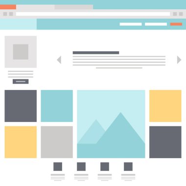 Web sitesi şablon tasarım kavramının modern düz vektör çizimi.