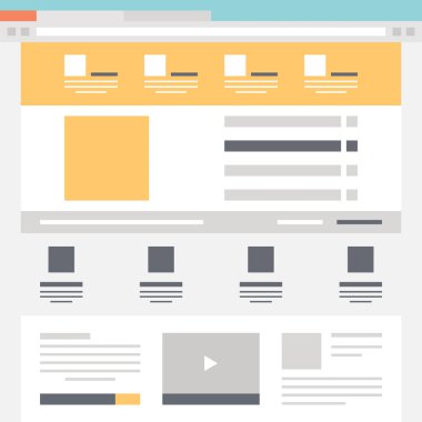 Web sitesi şablon tasarım kavramının modern düz vektör çizimi.