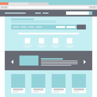 Web sitesi şablon tasarım kavramının modern düz vektör çizimi.