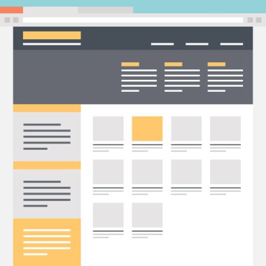 Web sitesi şablon tasarım kavramının modern düz vektör çizimi.
