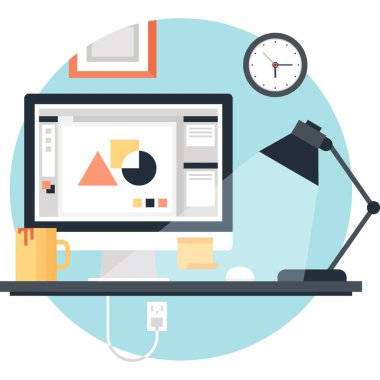 Çizim süreci illüstrasyon soyut düz vektör görüntü.