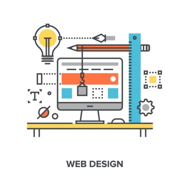 Web tasarım düz çizgi vektör çizim.