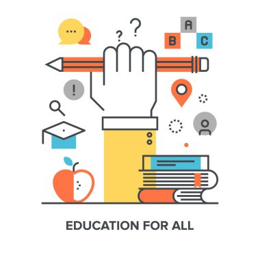 Vektör çizim eğitim tüm düz çizgi tasarım konsepti için.