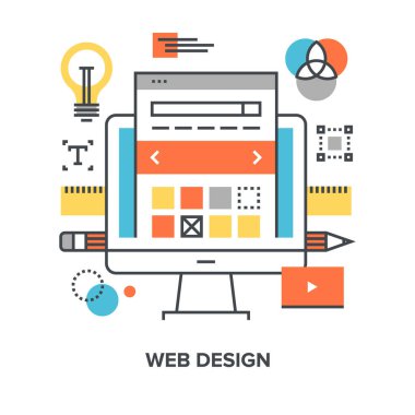 Web tasarım düz çizgi vektör çizim.