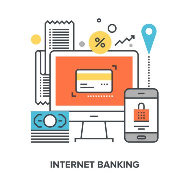 Vektör çizim internet bankacılığı düz çizgi tasarım konsepti.