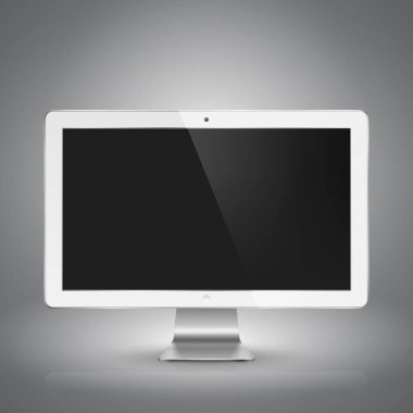 bilgisayar monitöründe boş ekran ile gerçekçi vektör çizim.