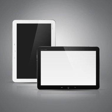 İzole edilmiş tablet bilgisayarın gerçekçi yüksek detaylı vektör çizimi