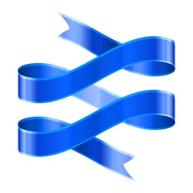 Beyaz arkaplanda izole edilmiş mavi kurdele illüstrasyon kavramı