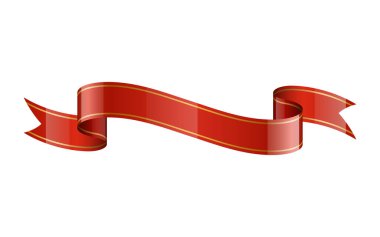 Beyaz arkaplanda izole edilmiş kırmızı kurdele vektör illüstrasyon kavramı