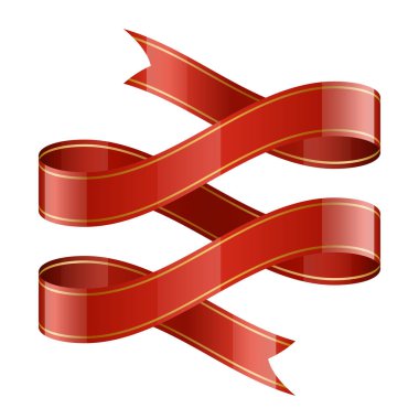 Beyaz arkaplanda izole edilmiş kırmızı kurdele vektör illüstrasyon kavramı