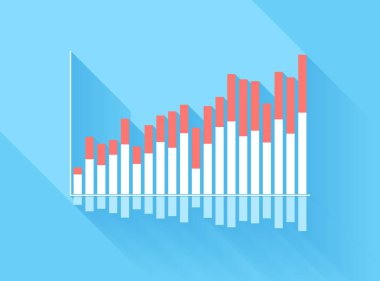 Ticari bilgi grafiklerinin Vektör illüstrasyonunu tasarla. Uzun gölgeli 3B bilgi.