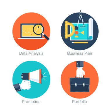 simgeler Finans ve renkli düz iş topluluğu vektör. tasarım öğeleri için mobil ve web uygulamaları.