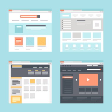 mavi renkli düz Web sitesi şablonları vektör toplama.