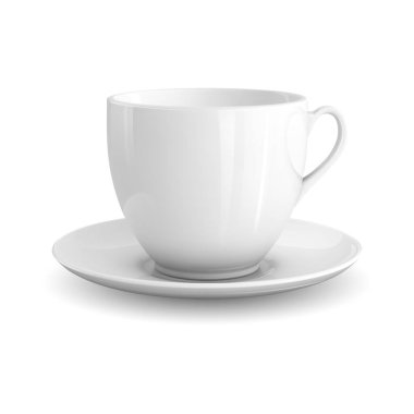 Beyaz fincan beyaz zemin üzerine izole yüksek Detaylı vektör çizim