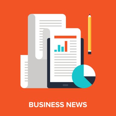 İş haberleri konseptinin soyut düz vektör çizimi. Mobil ve web uygulamaları için elementler.