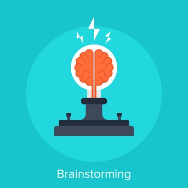 Beyin fırtınası düz tasarım konsepti vektör çizim.