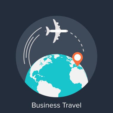 İş seyahat düz tasarım konsepti vektör çizim.