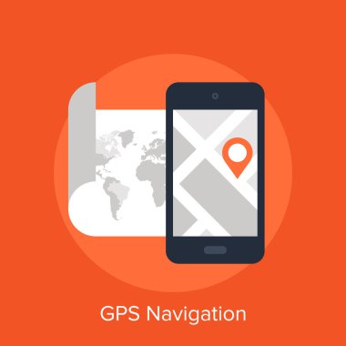 Gps navigasyon düz tasarım konsepti vektör çizim.