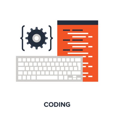düz tasarım konsepti kodlama programı tasarlamak vektör çizim.