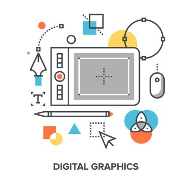 Vektör çizim dijital grafik düz çizgi tasarım konsepti.