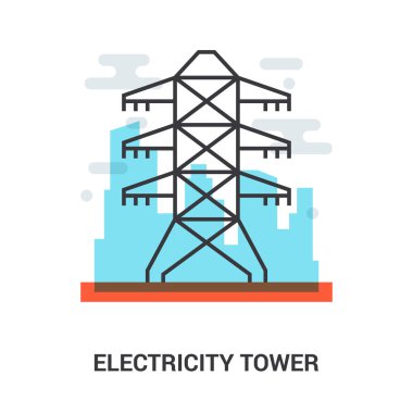Elektrik kasabası kavramının soyut düz çizgi vektör çizimi