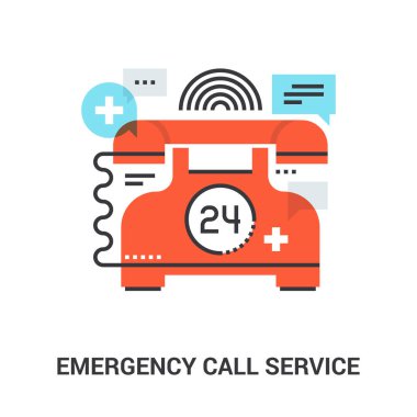 Acil çağrı servisinin soyut düz çizgi vektör çizimi