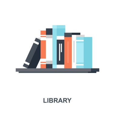 Vektör çizim Kütüphane düz tasarım konsepti.