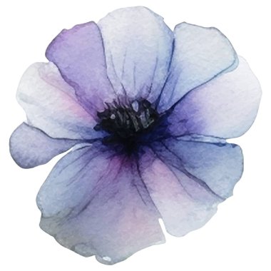 Vektör suluboya çiçek. El çizimi çiçek tasarımı elementleri beyaz arkaplanda izole.