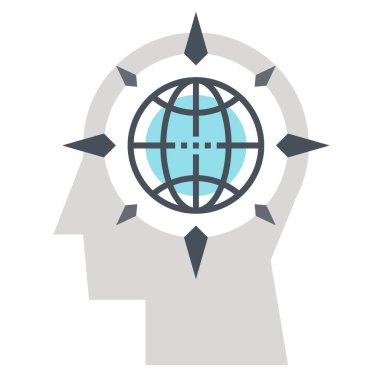 Küresel düşünme simgesi kavramı soyut vektör çizim