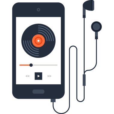 Müzik oyuncu düz tasarım konsepti vektör çizim.